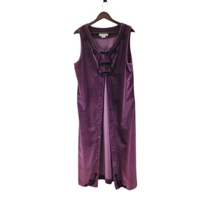Monika Turtle Whimsigoth Purple Velvet Sleeveless Long Vest Overlay Size L
